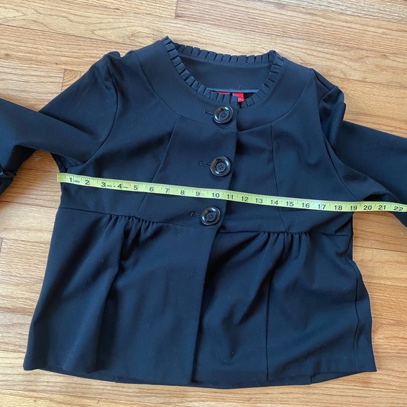 Elle Black Blouse Large Buttons Flared Sleeve size L - Picture 5 of 9